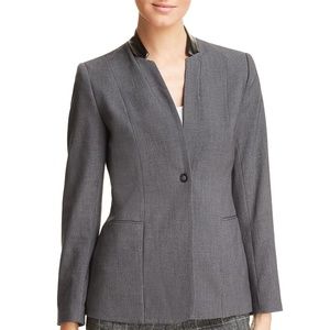 Tahari faux leather trim blazer